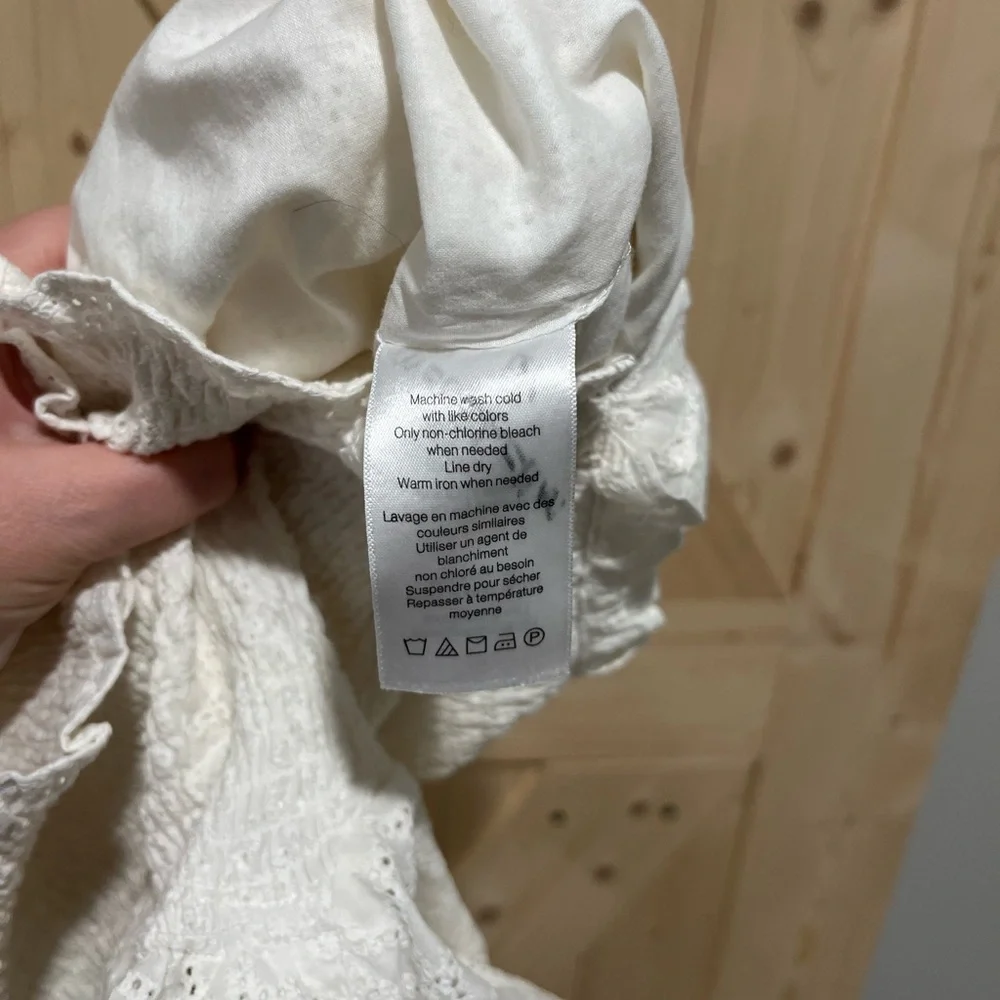 Gently Used Veronica Beard Denise Smocked Dress in White, Size 10. - Picture 8 of 8